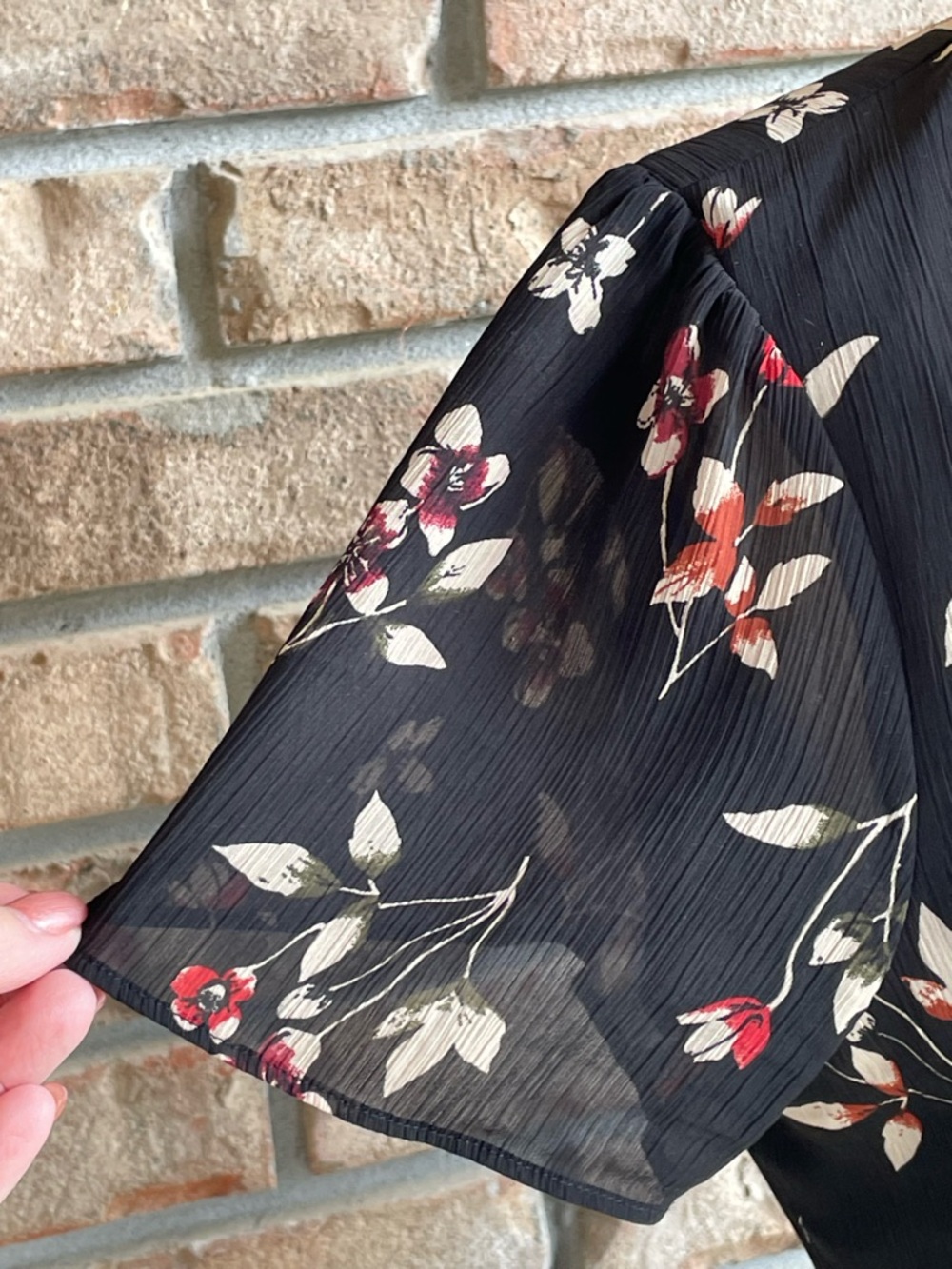 Madewell Black Floral V-Neck Mini Dress - Picture 3 of 7